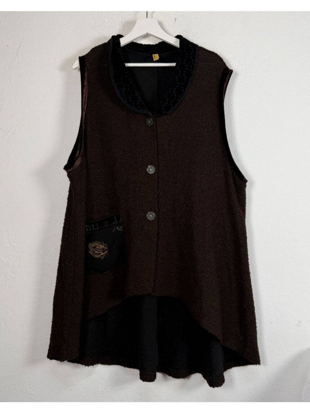 Staley Gretzinger Womens Boucle Sweater Vest Tunic Boho Art-To-Wear Large L/XL